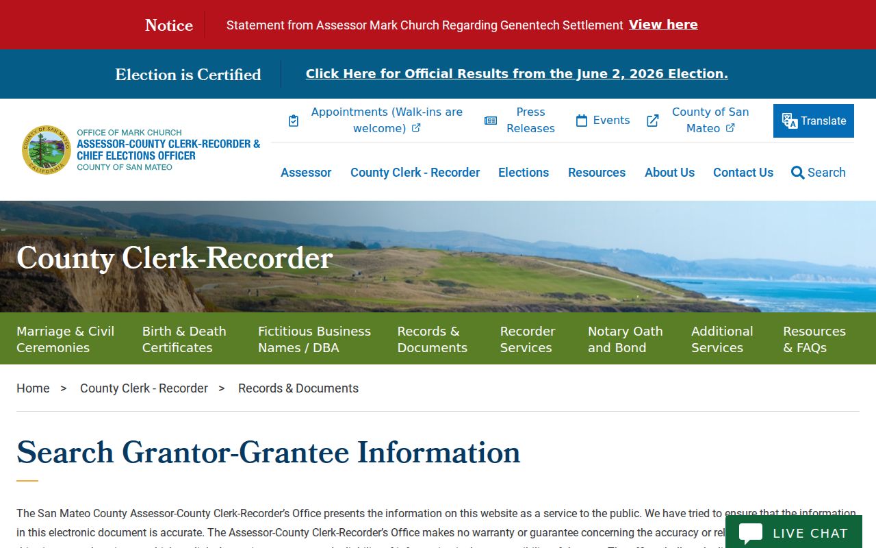 San Mateo County people records search and office access explanation