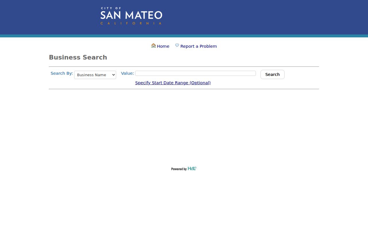 San Mateo County public records business license search fields